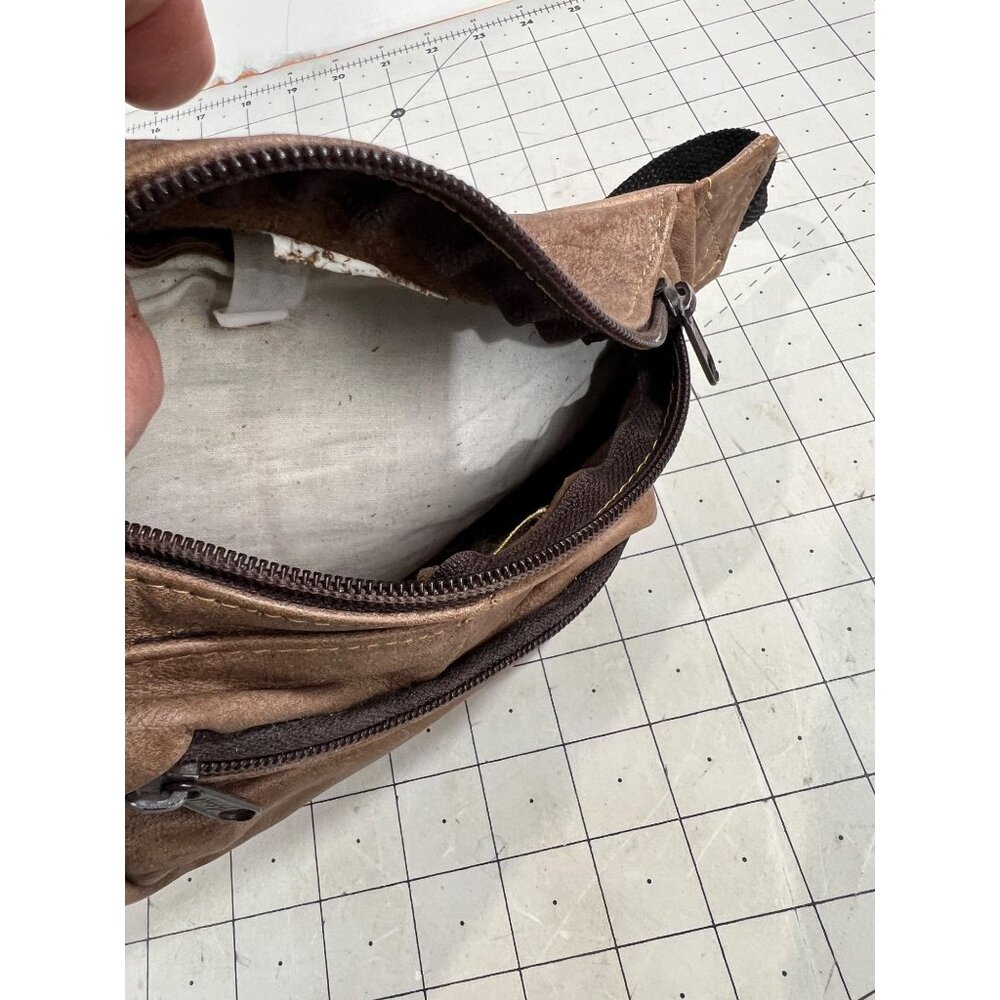 Vintage Brown Genuine Leather Fanny Pack Adjustable Strap Multiple Pockets - Picture 6 of 10